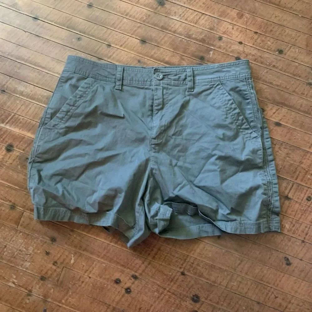 Eddie Bauer gray gorpcore flat front outdoorsy size 14 shorts